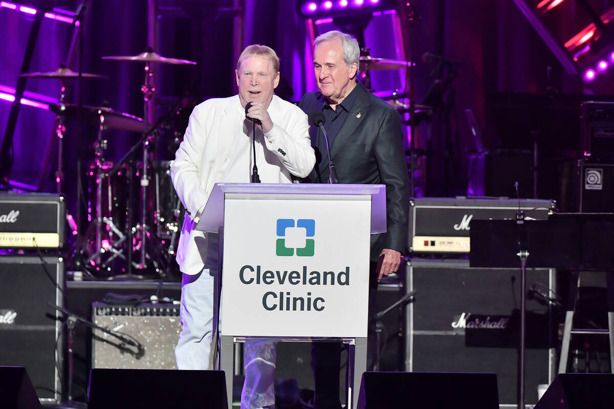 LAS VEGAS, NEVADA - FEBRUARY 18: Mark Davis and Larry Ruvo are seen onstage during Keep Memory ...