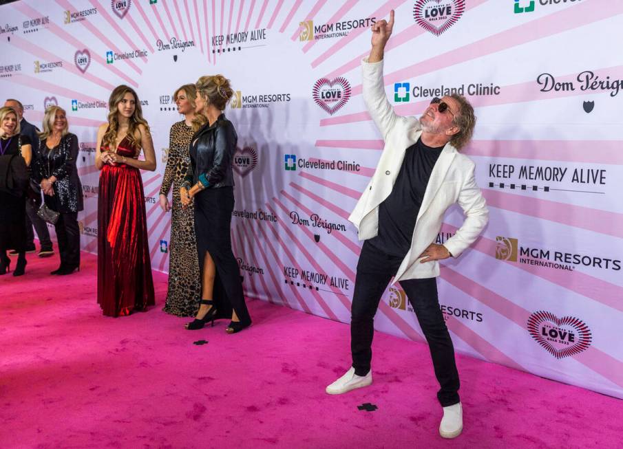 Rocker Sammy Hagar plays around on the Red Carpet for the Power of Love gala at the MGM Grand G ...