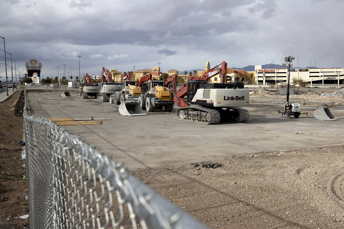 Heavy machinery at the now-demolished Texas Station property next to Fiesta Rancho Hotel and Ca ...