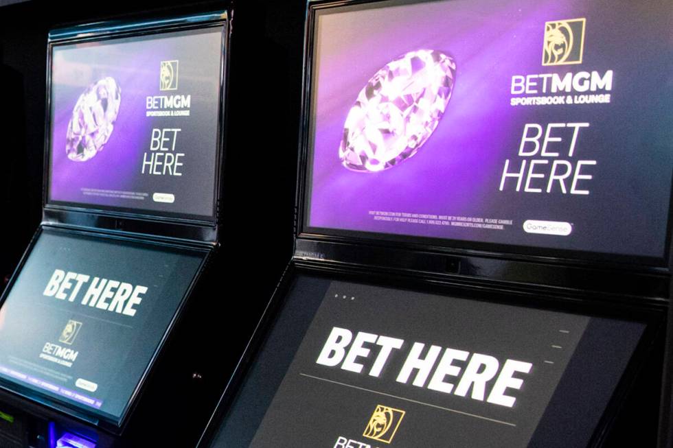 BetMGM Sportsbook kiosks are seen at The Cosmopolitan of Las Vegas on Monday, Aug. 22, 2022, in ...