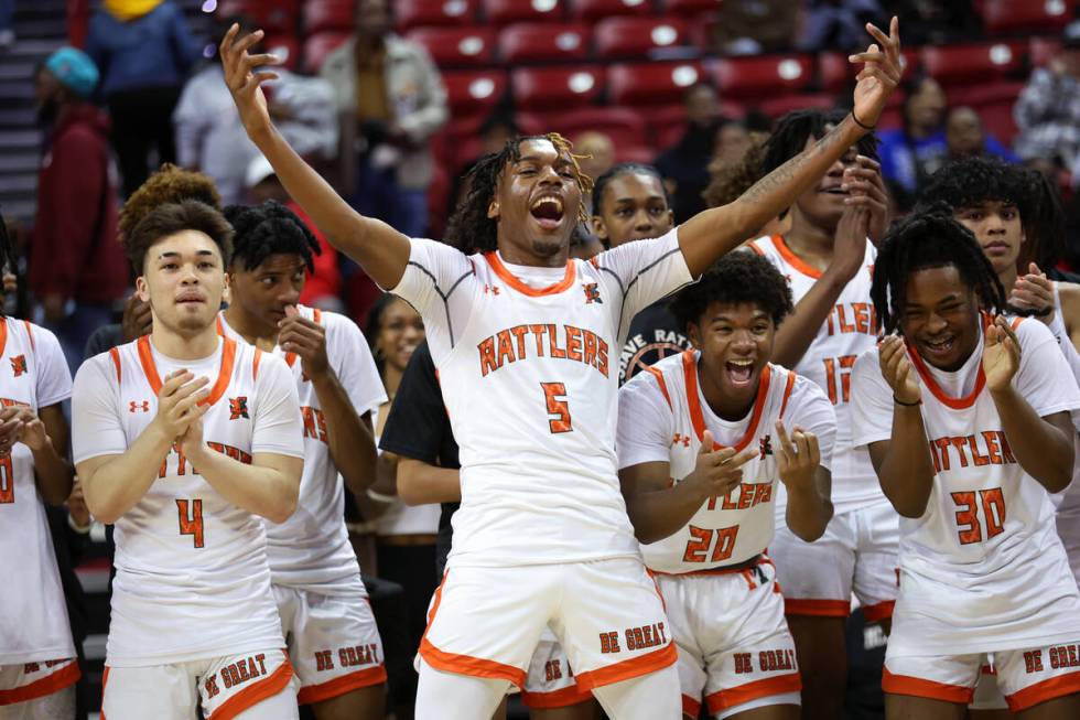 Mojave celebrates during the medal and trophy presentation ceremony following their victory ove ...