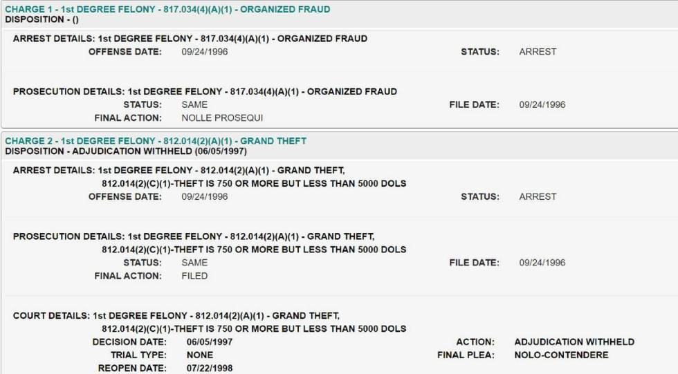 Court records show Whitmer was charged with two felonies (courtesy)