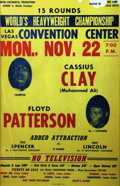A poster advertises the World's Heavyweight Championship fight between Muhammad Ali (Cassius Cl ...