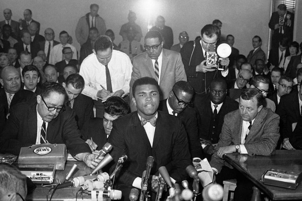 Muhammad Ali speaks before the Illinois Athletic Commission in Chicago on February 25, 1966. in ...