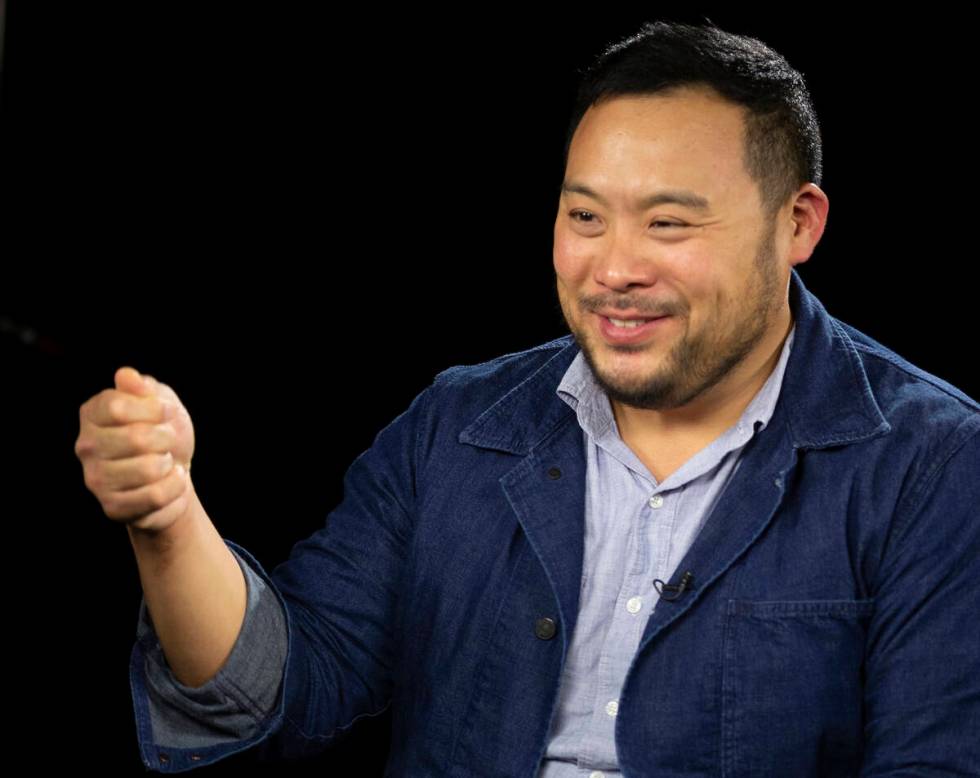 This Oct. 23, 2019 photo shows celebrity chef David Chang during an interview in Los Angeles to ...