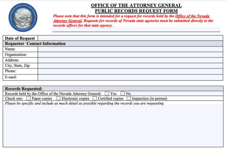 Nevada Public Records Request Form. (nv.gov)