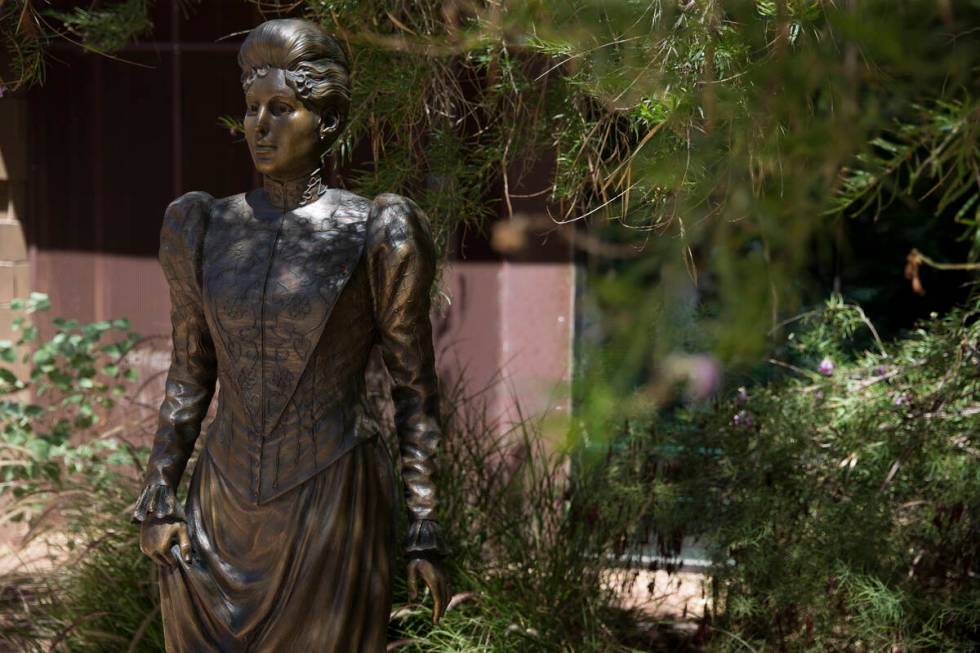 A bronze statue of Helen Jane Wiser Stewart, also known as "The First Lady of Las Vegas," at th ...