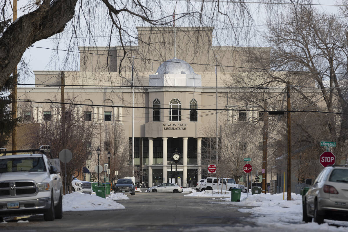 The Nevada Legislature building is seen on Tuesday, Feb. 7, 2023, in Carson City. (Ellen Schmi ...