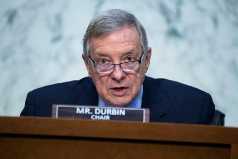Chairman Richard Durbin, D-Ill., speaks during a Senate Judiciary Committee on Sept. 29, 2021, ...