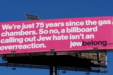 JewBelong billboard on I-15 just north of Charleston Boulevard (courtesy: JewBelong)