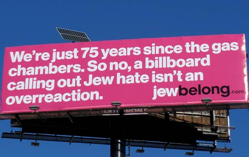 JewBelong billboard on I-15 just north of Charleston Boulevard (courtesy: JewBelong)