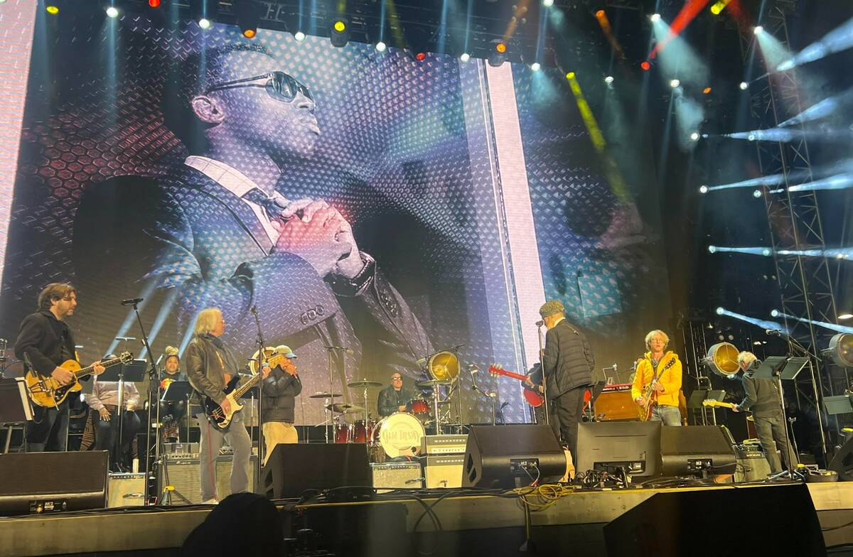 Billy F. Gibbons of ZZ Top rehearses for the Jim Irsay concert at Downtown Las Vegas Events Cen ...