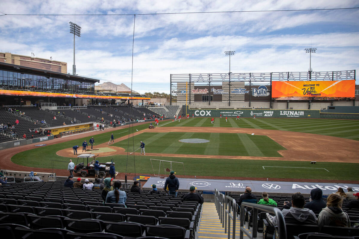 An overview of the Las Vegas Ballpark before a baseball game between the Oakland Athletics and ...