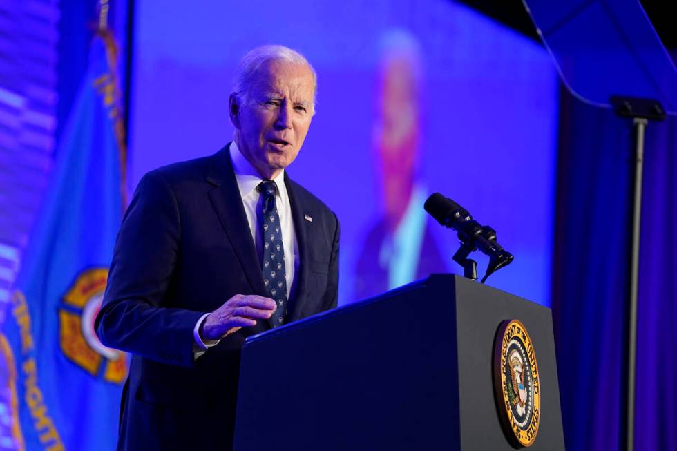 President Joe Biden speaks at the 2023 International Association of Fire Fighters Legislative C ...