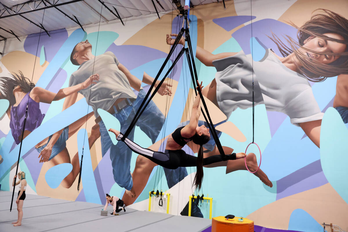 Circus performer Cassie Cutler shows off her skills at the Las Vegas Circus Center in Las Vegas ...