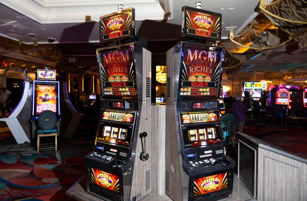 The new MGM Riches slot machines are seen inside of the Bellagio hotel-casino in Las Vegas, Thu ...