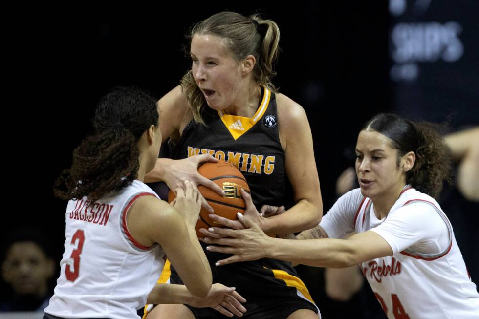 during the first half of a Mountain West championship game at the Thomas & Mack Center on W ...