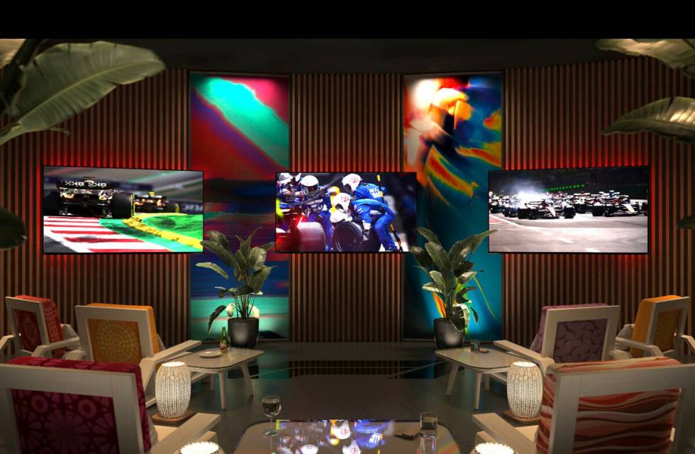 An artist rendering of a high-end hospitality space for the Formula One Las Vegas Grand Prix. ( ...