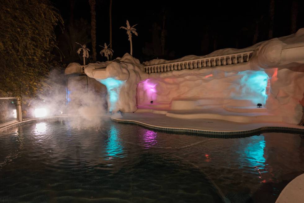 The Siegfried & Roy Jungle Palace pool is shown during The Neon Museum's 10th anniversary on Fr ...