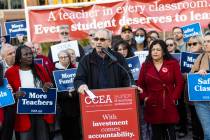 John Vellardita, executive director of the Clark County Education Association, speaks during a ...