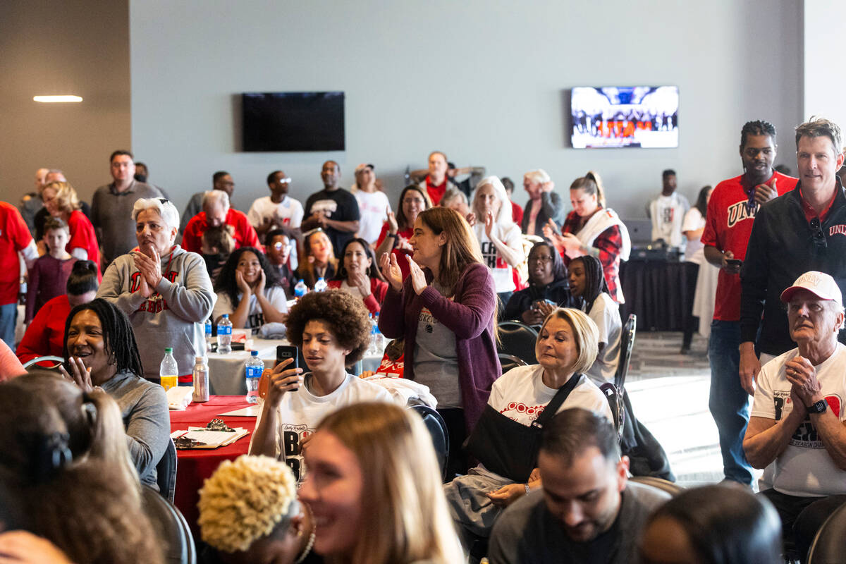 UNLV Lady Rebels fans react after the tournament seeding and opponent was revealed on the NCAA ...