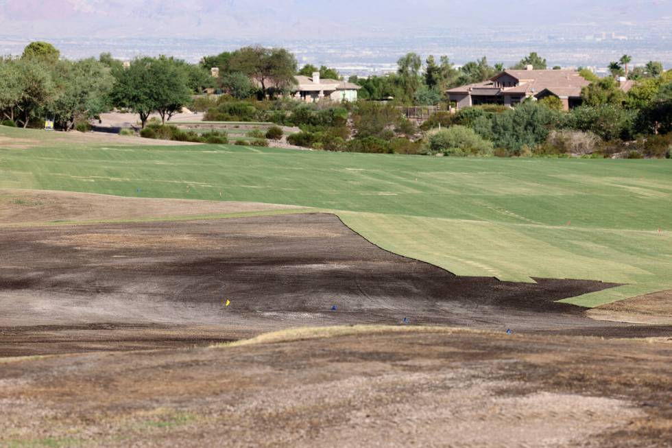 Bandera Bermuda grass in the process of being laid on the 12th fairway at Anthem Country Club i ...