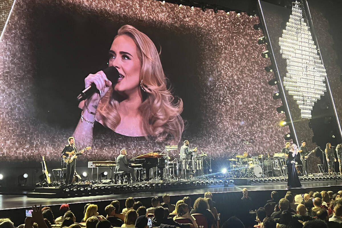 Adele is shown on opening night of "Weekends With Adele" at the Colosseum at Caesars Palace on ...