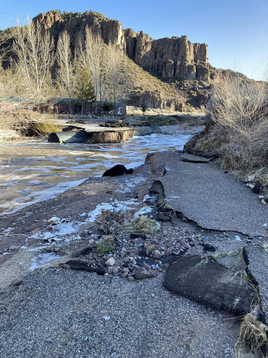 Heavy flooding washed out roads in Lincoln County on Thursday, March 16, 2023. (Lincoln County ...