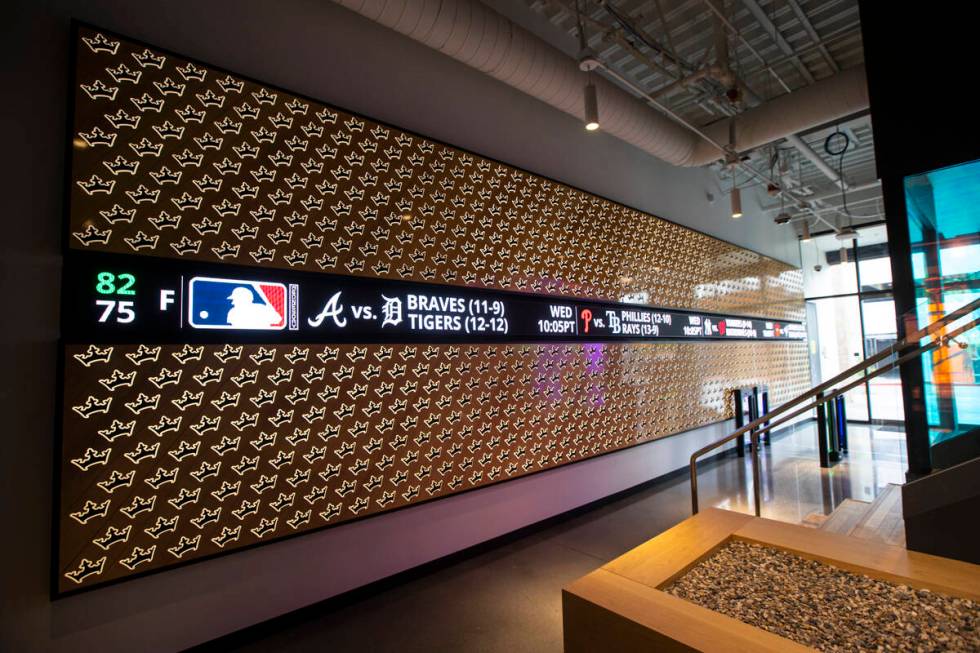 A ticker display is seen at the lobby of DraftKings' new offices at UnCommons on Tuesday, March ...