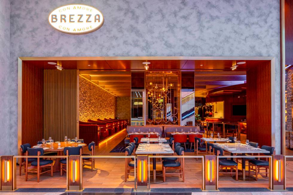 The front terrace of Brezza in Resorts World on the Las Vegas Strip, looking into the restauran ...