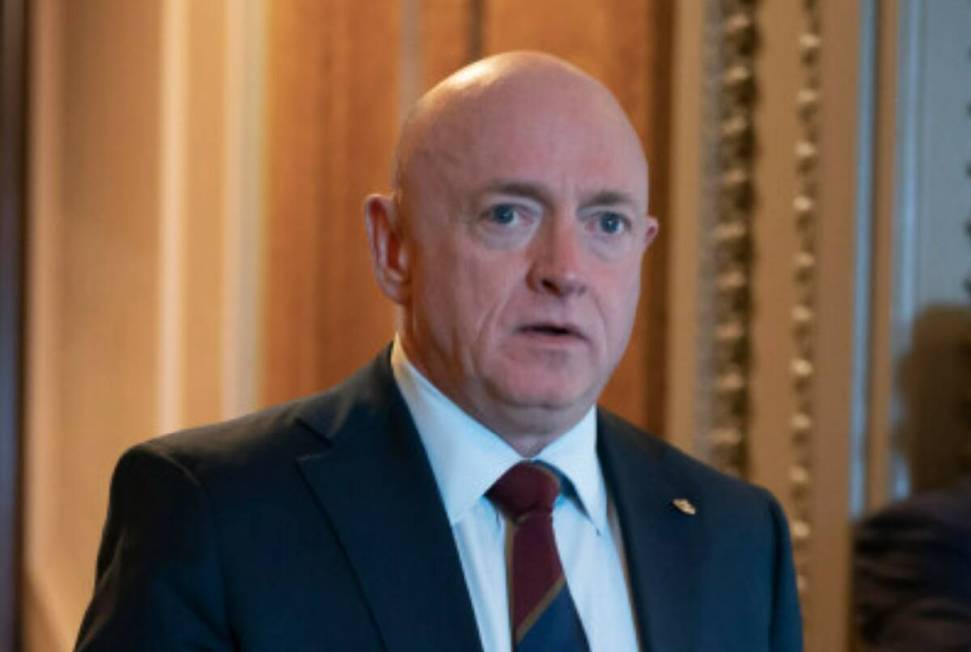 Sen. Mark Kelly, D-Ariz., seen at the Capitol in Washington in March 2023. (AP Photo/J. Scott A ...