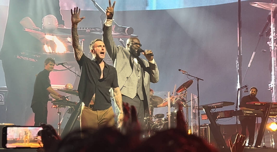 Adam Levine and Maroon 5 perform at The Event at MGM Grand Garden on Saturday, Oct. 1, 2022. Th ...