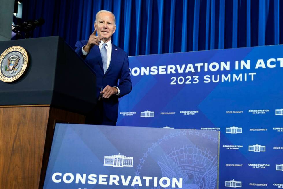 President Joe Biden speaks at the White House Conservation in Action Summit at the Department o ...