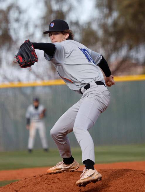 Bishop Gorman's Kaden Soder (10) delivers during the fifth inning of a baseball game against De ...