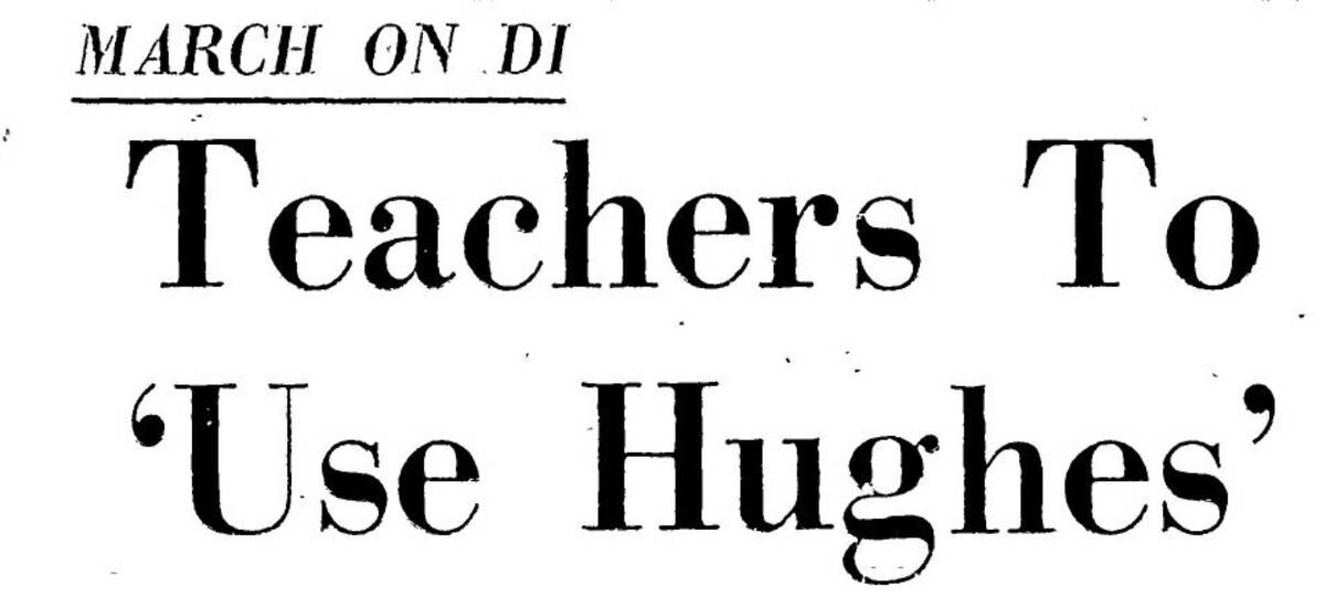 Headline from Friday, April 18, 1969, in the Las Vegas Review-Journal that says "March on DI: T ...