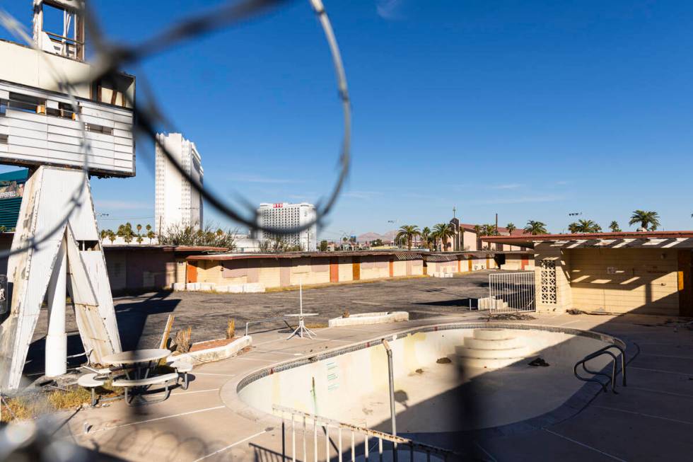 The White Sands Motel, located on the Las Vegas Strip across from the Luxor, is seen on Thursda ...