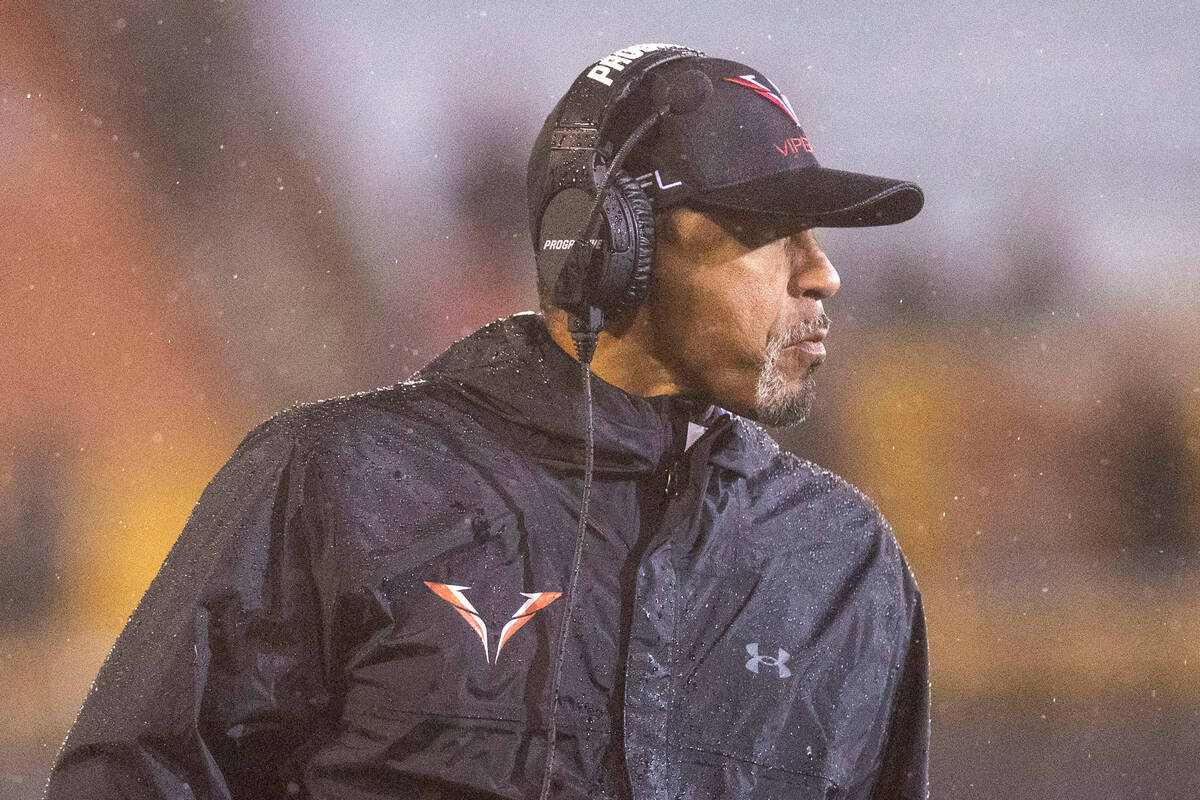 Vegas Vipers head coach Rod Woodson looks to the field during the second half of an XFL footbal ...