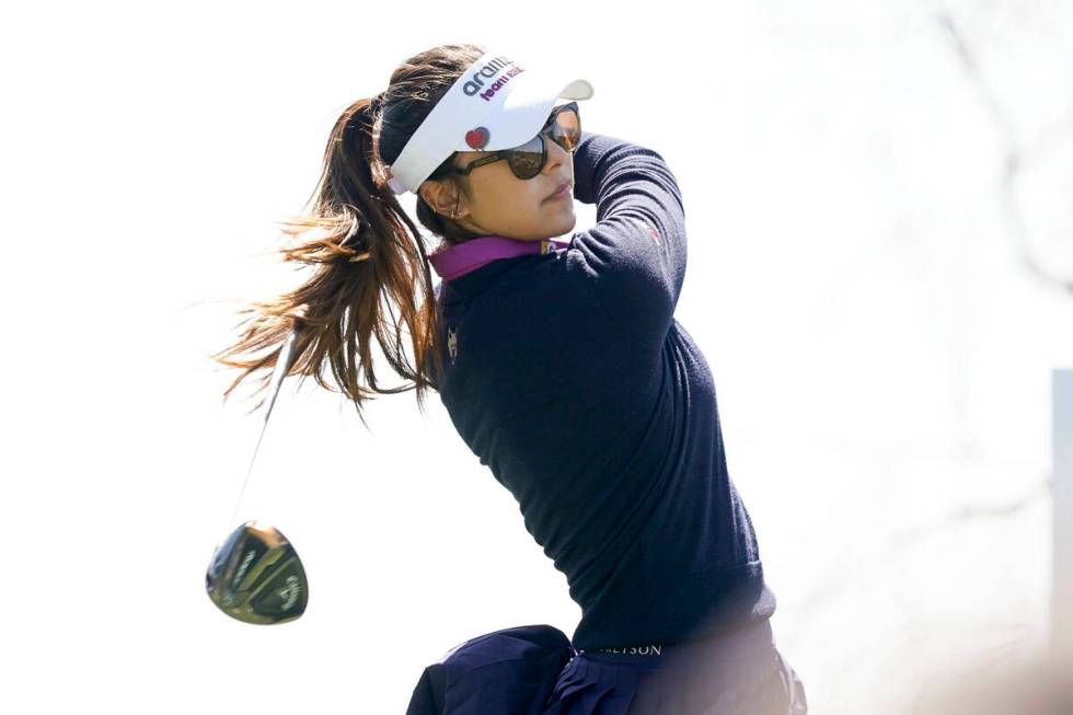 Alison Lee tees off on the first hole during the final round of the Drive On Championship golf ...