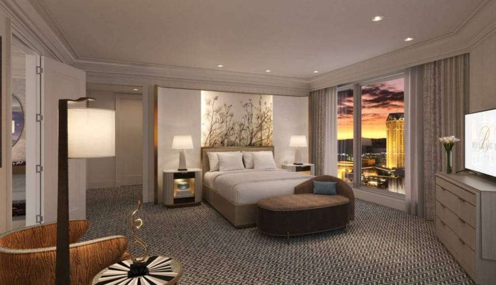 A rendering of the one-bedroom Penthouse suite in the Spa Tower of Bellagio. (Courtesy MGM Reso ...