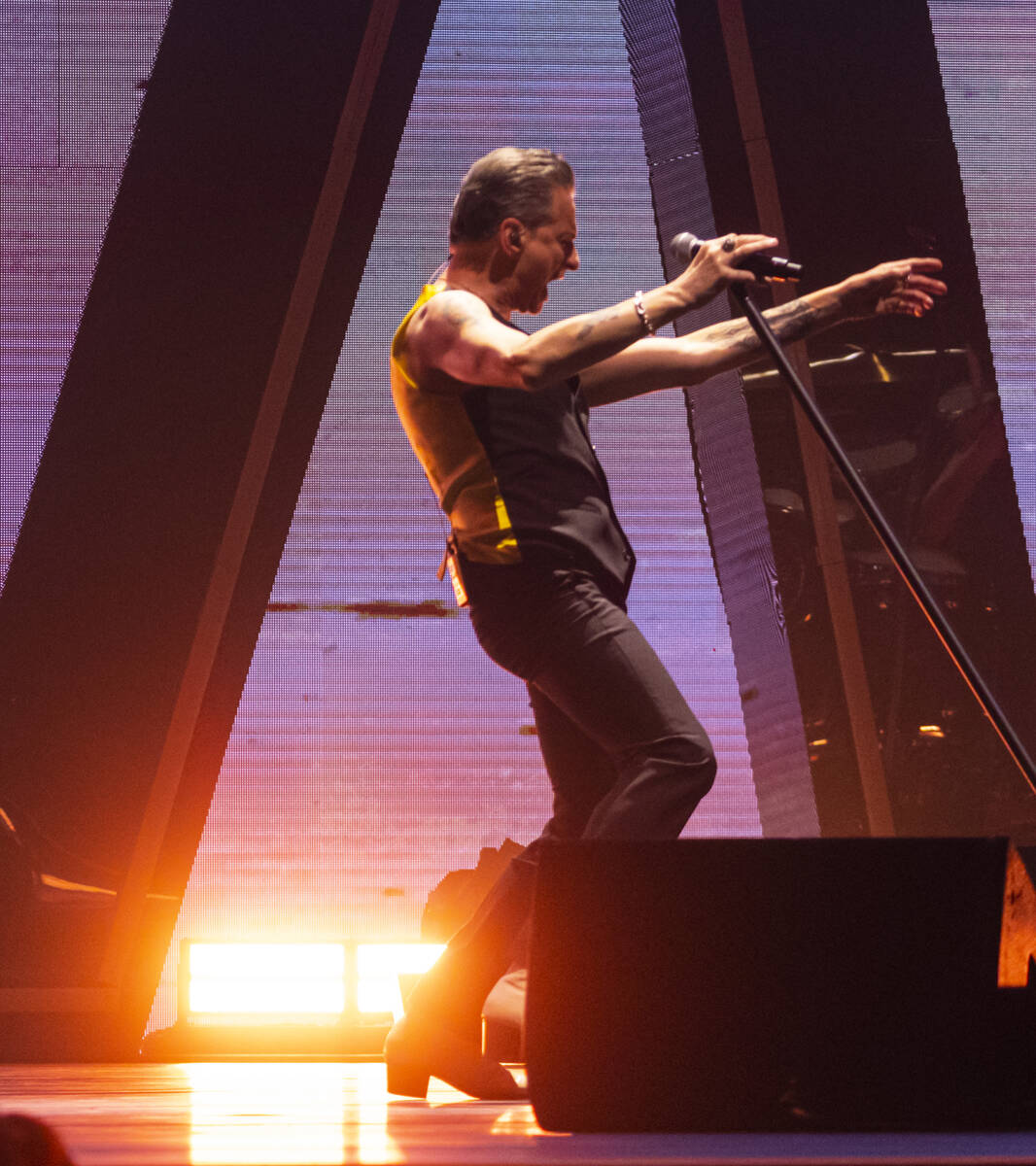 Dave Gahan of Depeche Mode performs at T-Mobile Arena on Thursday, March 30, 2023, in Las Vegas ...