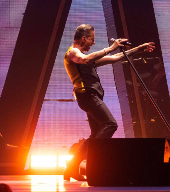 Dave Gahan of Depeche Mode performs at T-Mobile Arena on Thursday, March 30, 2023, in Las Vegas ...