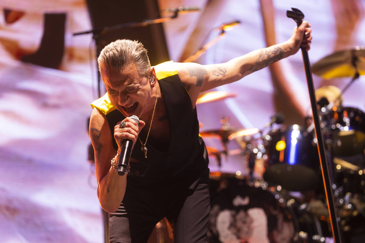 Dave Gahan of Depeche Mode performs at T-Mobile Arena on Thursday, March 30, 2023, in Las Vegas ...