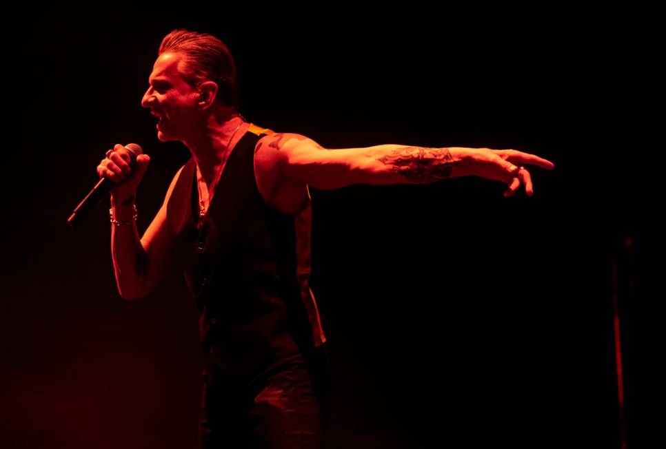 Dave Gahan of Depeche Mode performs at T-Mobile Arena on Thursday, March 30, 2023, in Las Vegas ...