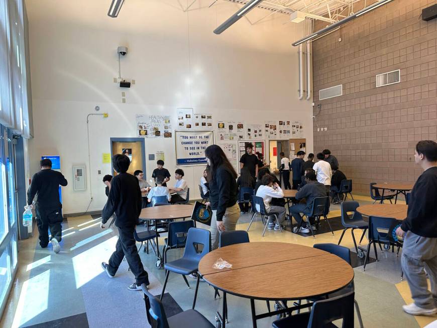 Students have breakfast at Peterson Academic Center in Las Vegas Friday, March 3, 2023. Accordi ...