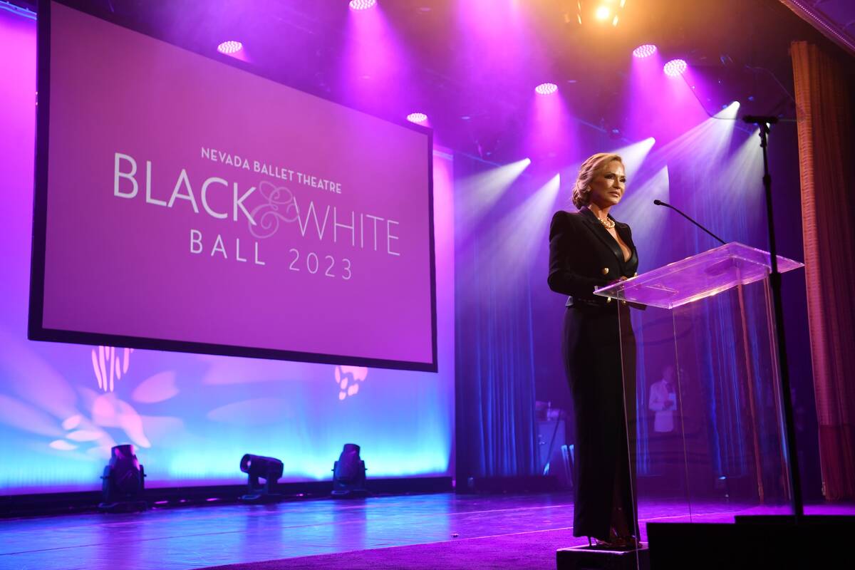 Stella Roy speaks during Nevada Ballet Theatre's 2023 Woman of The Year honoring Lea Thompson a ...