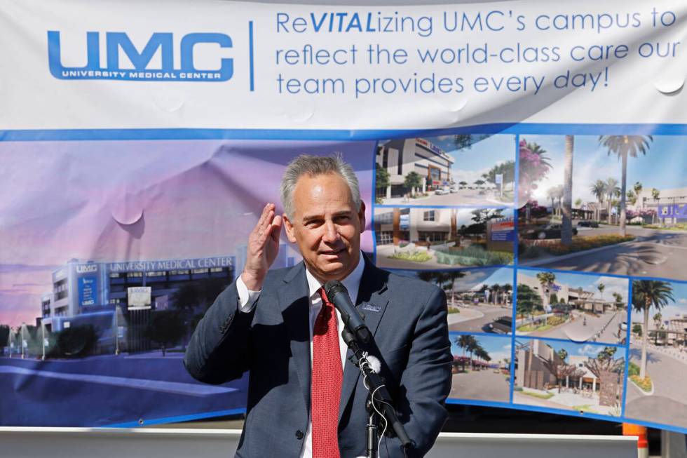 University Medical Center CEO Mason Van Houweling speaks during a groundbreaking ceremony for t ...