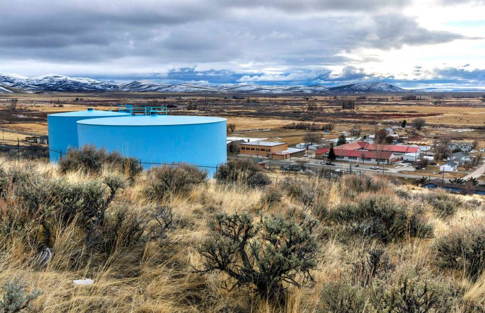 New water towers above the Owyhee Combined School, bottom right, and town is sitting on top of ...