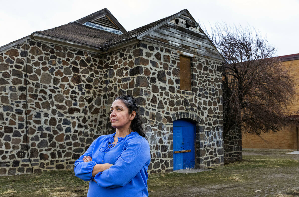 Owyhee Combined School Assistant Principal Lynn Manning John outside the old gym closed due to ...