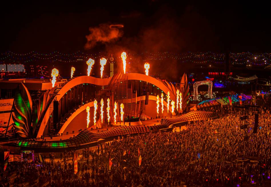 The festival grounds are packed at the Electric Daisy Carnival in 2022 at Las Vegas Motor Speed ...