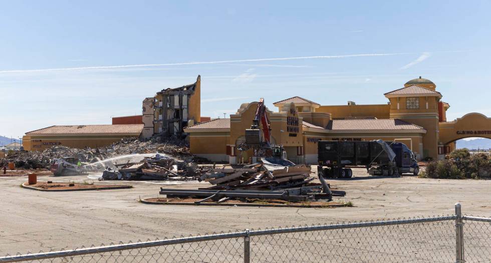 Crews work on the demolition of the Fiesta Rancho on Thursday, April 6, 2023, in North Las Vega ...